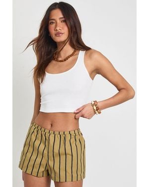 Boohoo Elasticated Waist Runner Short - Green