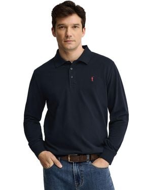 POLO CLUB Shirt Long Sleeve Regular Fit Polo-Shirt-L-S3 - Blue