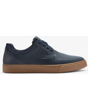 Clarks Lockton Tie Oily Leather Trainers - Blue