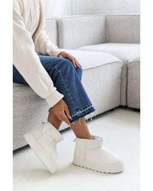 Where's That From Wheres 'Eveline' Platform Fur Lining Ankle Boots - Blue