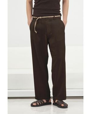 Giesto Cotton Linen Suit Trousers - Black