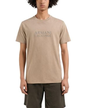 Armani Exchange T Shirts Short Sleeve Crew Neck Asv Logo Cotton Summer Tee - Natural