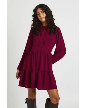 Boohoo Hammered Ruffle Collar Smock Dress