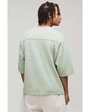 BoohooMAN Oversized Boxy Premium Seam Detail Drop Shoulder T-Shirt - Green