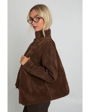 Boohoo Faux Suede Tote Bag - Brown