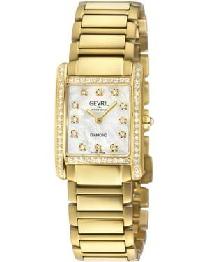 Gevril Regina Swiss Diamond Watch, Mop Dial, Ipyg Case, 316L Stainless Steel Bracelet - Metallic