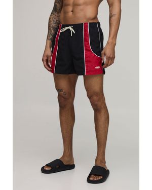 BoohooMAN Panelled Embroidered Short Length Swim