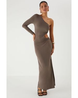 MissPap One Shoulder Cut Out Midi Dress - Green