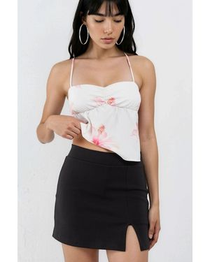 Busem Hoge Taille Mini Skort Met Split - Zwart