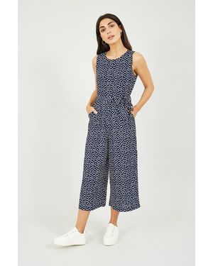Mela London Ditsy Daisy Sleeveless Culotte Jumpsuit - Blue