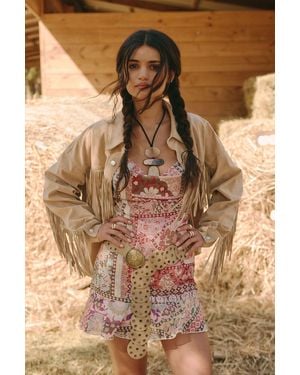 Boohoo Suede Look Fringe Detail Shacket - Brown