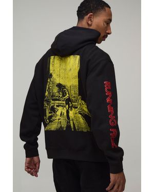 BoohooMAN Oversized Iron Maiden License Hoodie - Blue