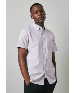 MAINE Micro Grid Check Short Sleeve Shirt Cotton - White