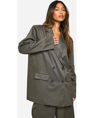 Boohoo Marl Oversized Slouchy Longline Blazer - Green