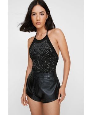 Nasty Gal Embellished Bodysuit - Black