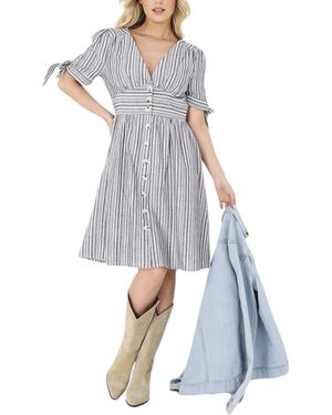 Brave Soul Nichola Short Dress Casual Sleeve Ladies Midi New - Blue