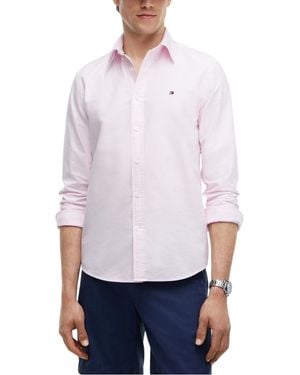 Tommy Hilfiger Oxford Shirts Ithaca Stripe Regular Long Sleeve Cotton Shirt - White