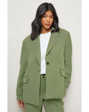 Warehouse Lime Dogtooth Vented Back Blazer Co - Green