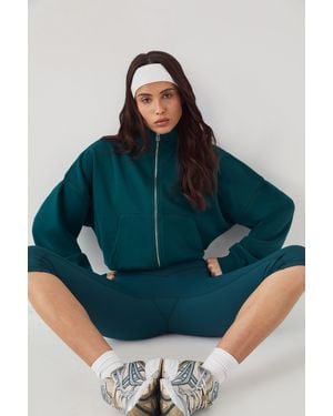 DSGN Studio Sport Funnel Neck Zip Through Bomber Sweatshirt - Green
