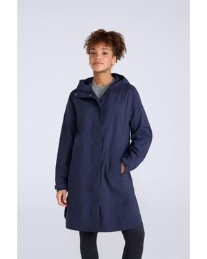 Mountain Warehouse 'Mistral' Long Waterproof Jacket Breathable Lightweight Rain Coat - Blue