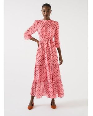 LK Bennett Dr Olivia Peplum Maxi Dr - Pink