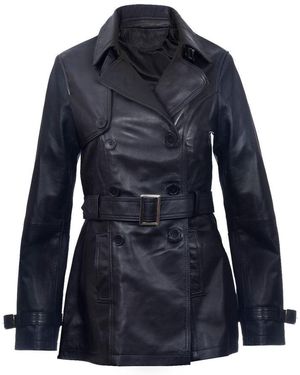 Infinity Leather Mid Length Trench Coat -Oakham - Blue