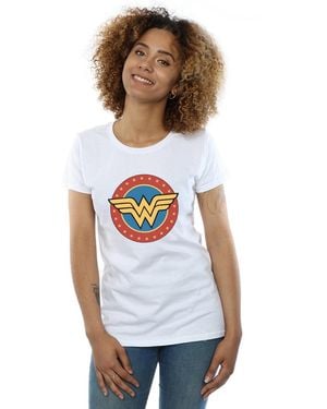 Dc Comics Ladies Wonder Circle Logo Cotton T-Shirt - White