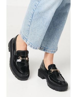 Faith Nola Chunky Square Toe Penny Loafers - Blue