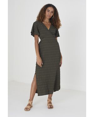 Brave Soul 'Sherry' V-Neck Midi Dress - Green