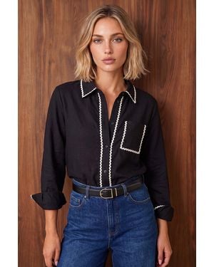 D.u.s.k Ric Rac Trim Collared Shirt - Blue