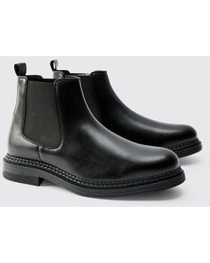 BoohooMAN Pu Chelsea Boot - Black