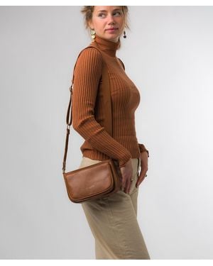 Pure Luxuries 'Bree' Oak Nappa Leather Cross Body Bag - Brown