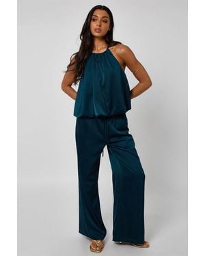 Urban Bliss Wide Leg Trouser W/ Elasticated Waist - Blue