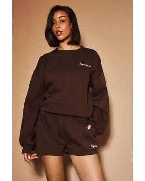 DSGN Studio Boxy Crew Neck Sweatshirt - Brown
