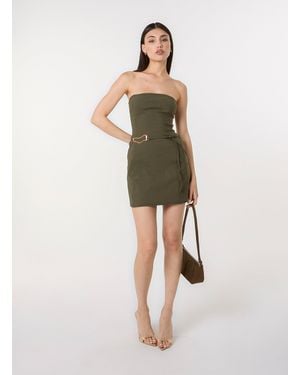 Pink Vanilla Bengaline Bandeau Dress With Belt - Natural