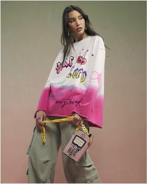 River Island Sweatshirt Year Zero Dip Dye Cotton - Pink