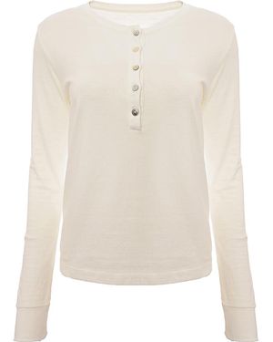 Fortela Woven Button Through Jersey Top - White
