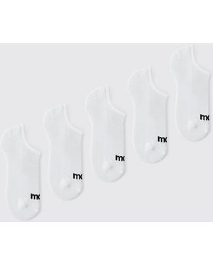 BoohooMAN 5 Pack Dot Half Terry Trainer Socks - White