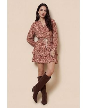 Urban Bliss Animal Metallic Mini Dress Rust Pattern - Pink