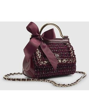 River Island Tote Bag Boucle Bow Metal Handle - Red