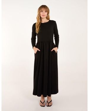 Blue Vanilla Long Sleeve Scuba Crepe Skirt Dress - Black