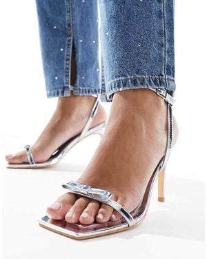 Glamorous Bow Barely There Heeled Sandals - Blue