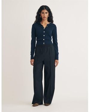 Nobody's Child Nobodys James Solid Wide Leg Trousers - Blue