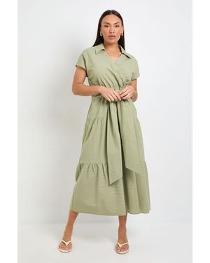 PRINCIPLES Tiered Tie Waist Midaxi Dress - Green