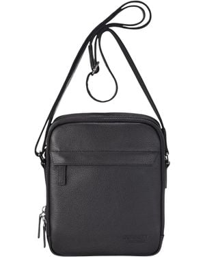 Infinity Leather Genuine Vintage Messenger Crossbody Travel Bag - Black