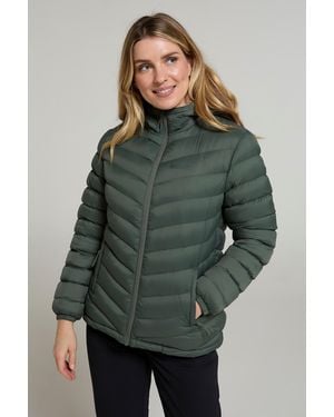Mountain Warehouse 'Seasons' Padded Jacket Fur Lined Water Resistant Coat Polyamide - Green