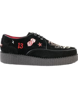 Jeffery West Jeffery-West Muse 'Lucky 13' Suede Embroidered Brothel Creeper Leather - Black