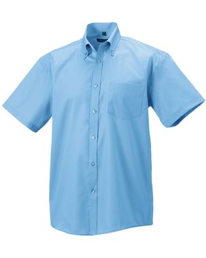 Russell Collection Ultimate Non-Iron Short-Sleeved Shirt (Bright Sky) - Blue