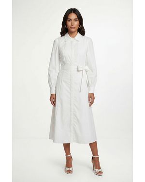 Wallis Cotton Lace Detail Shirt Dress - White