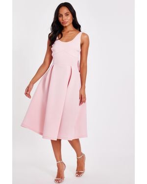 Quiz Bow Back Midi Dress - Pink